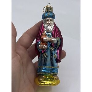 Nativity King Hand Blown Glass Christmas Ornament 4"